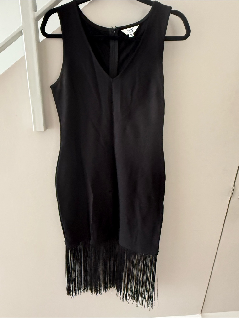 BB Dakota Black Sleeveless Fringe-Hem Mini Dress